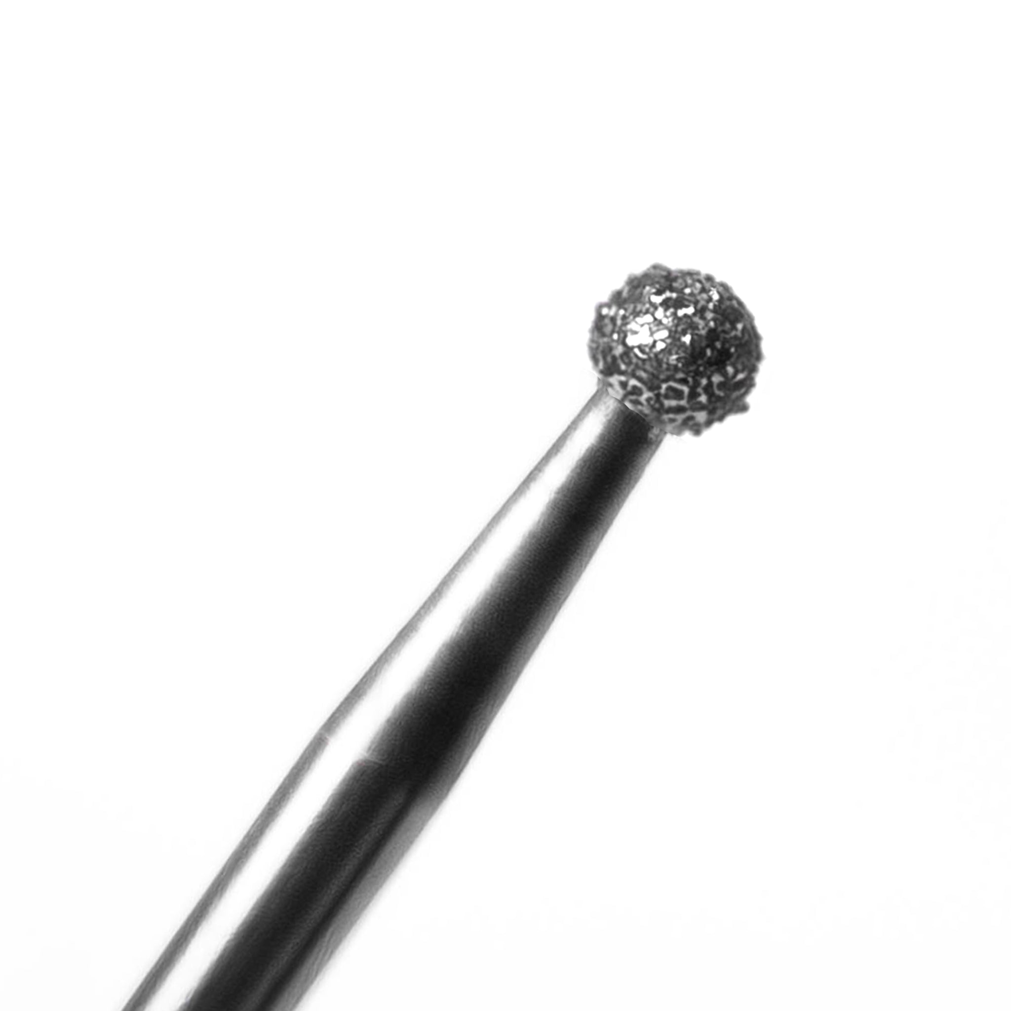 Close-up of a Diamond-coated round cavity prep bur with medium grit for efficient restorative procedures, product code 801 018, pack of 6.