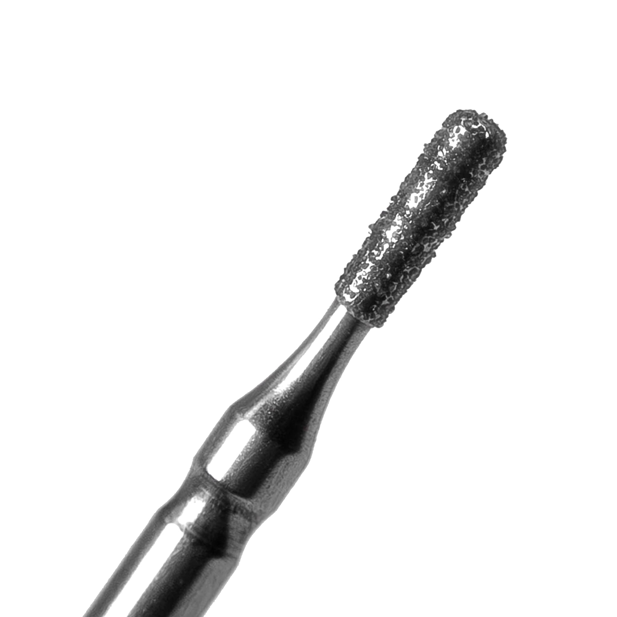 A close-up of a pear-shaped diamond-coated cavity prep bur with medium grit for restorative and cavity preparation procedures, product code 830L 012, pack of 6.