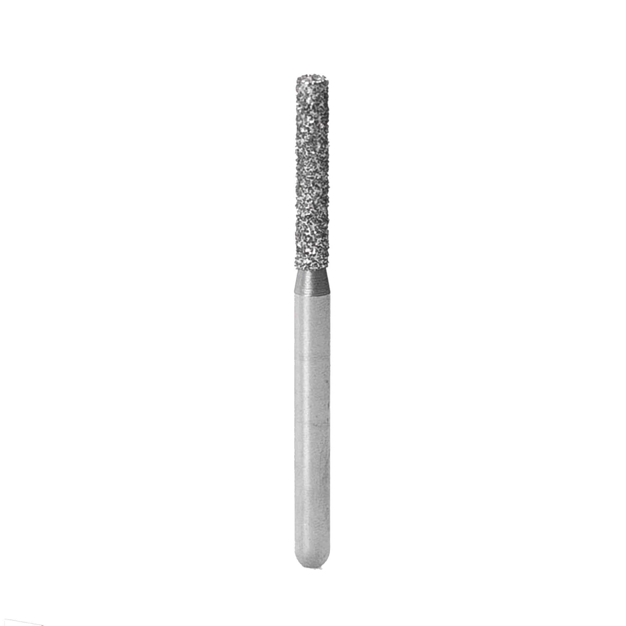 Crown prep bur with a flat end cylinder shape, featuring medium diamond grit, ideal for precise crown preparation and smoothing of flat surfaces.