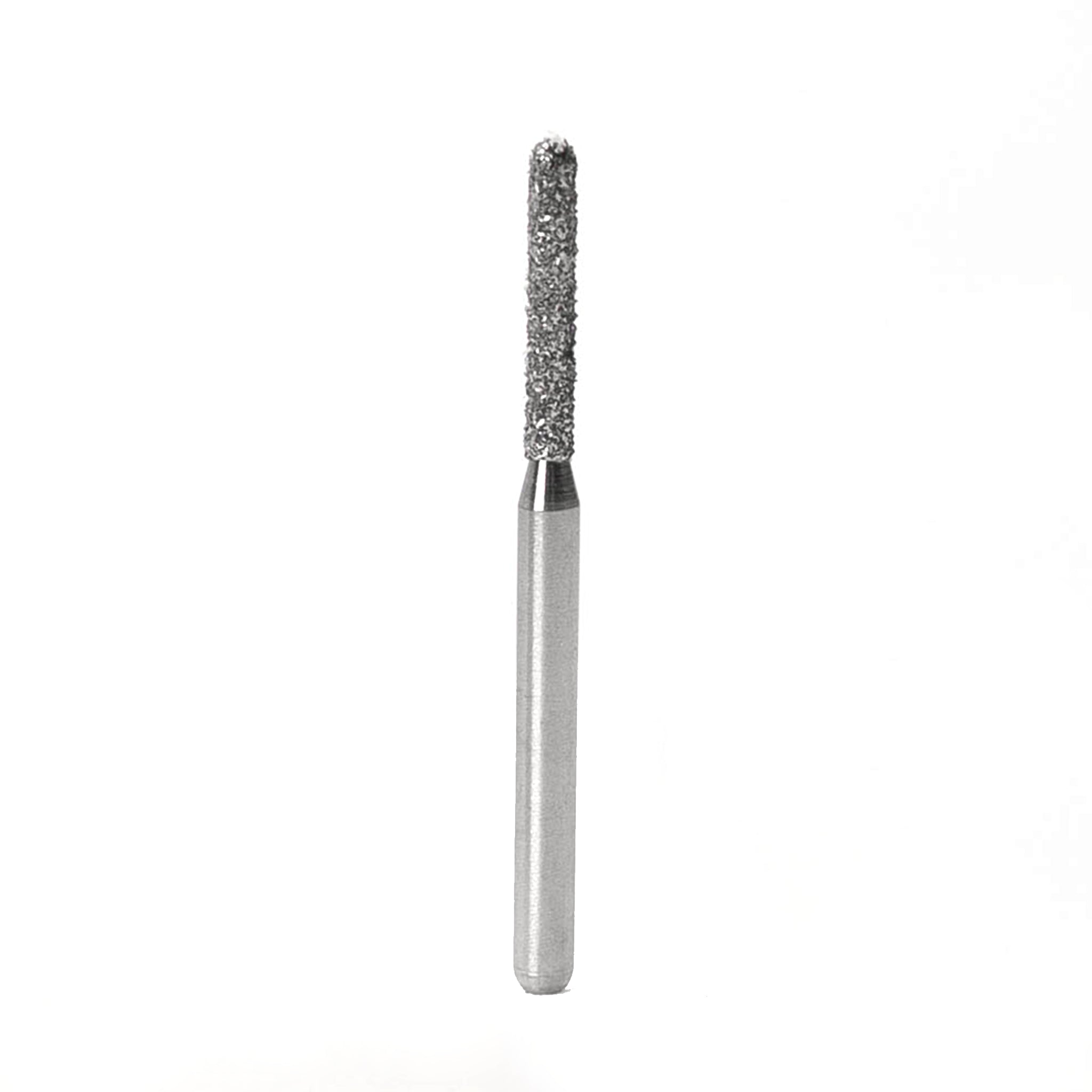 Crown prep bur with a round end cylinder shape, medium diamond grit, designed for crown preparations requiring cylindrical precision and efficiency.