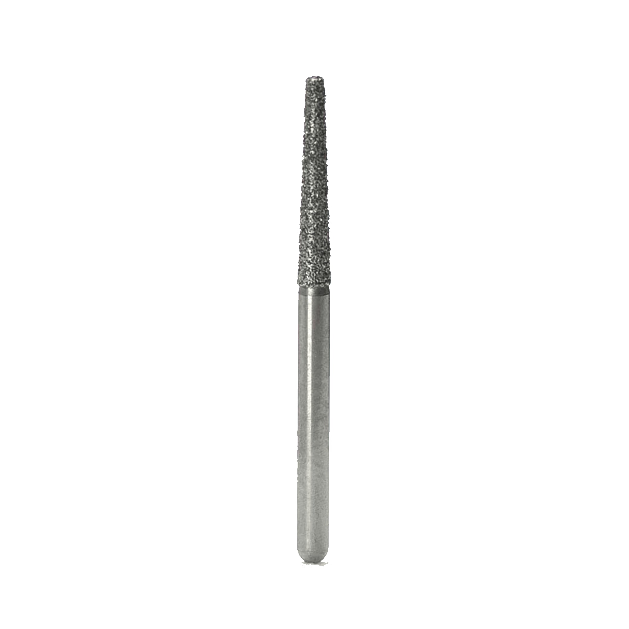 A flat-end tapered diamond-coated bur, commonly used for crown preparation with medium grit for effective shaping and reduction.