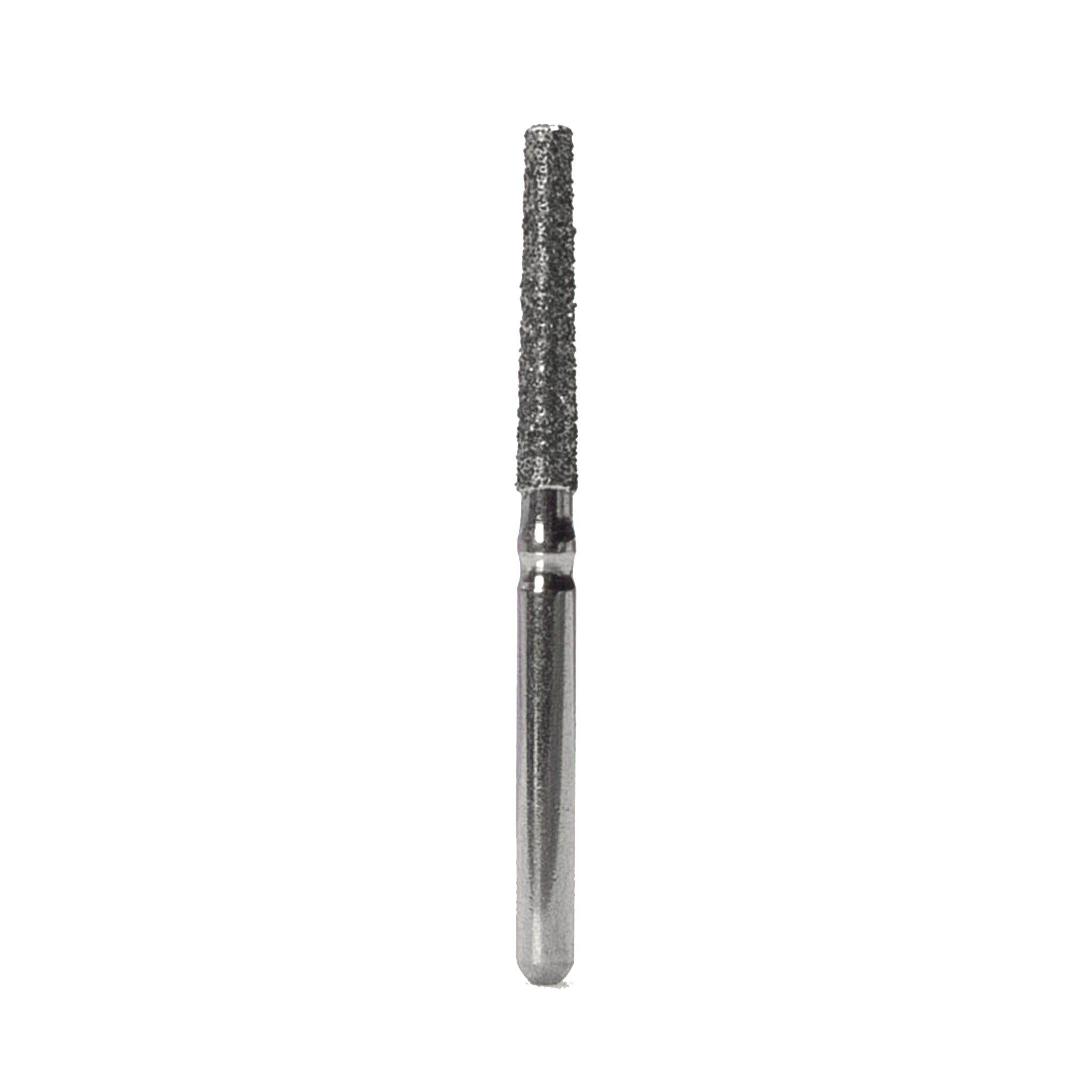 A bur with a tapered cylindrical design and a medium-grit diamond coating, suitable for crown preparation and detailed shaping.