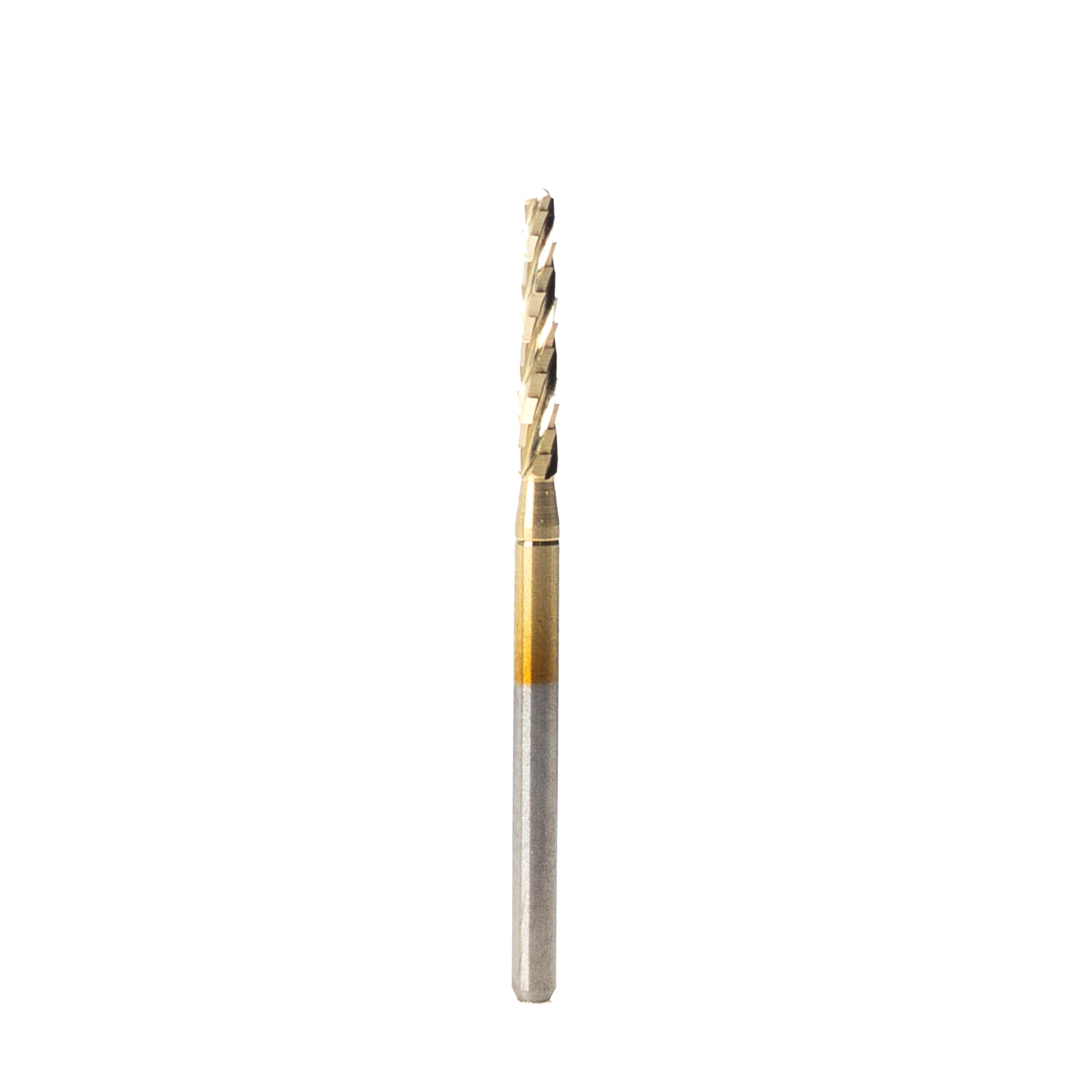 A rotary bone saw with a zirconium nitride-coated head, featuring sharp, angled blades for efficient and precise bone substance cutting. Optimized for wear resistance and easy cleaning.