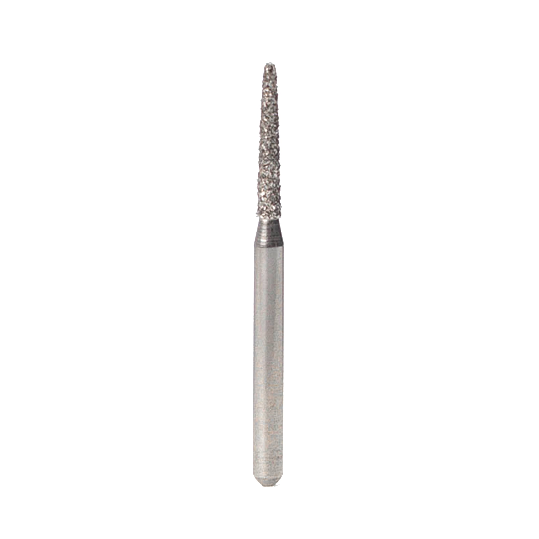 A unique torpedo-shaped bur with a chamfered design and diamond coating, tailored for crown margin finishing and precise shaping.