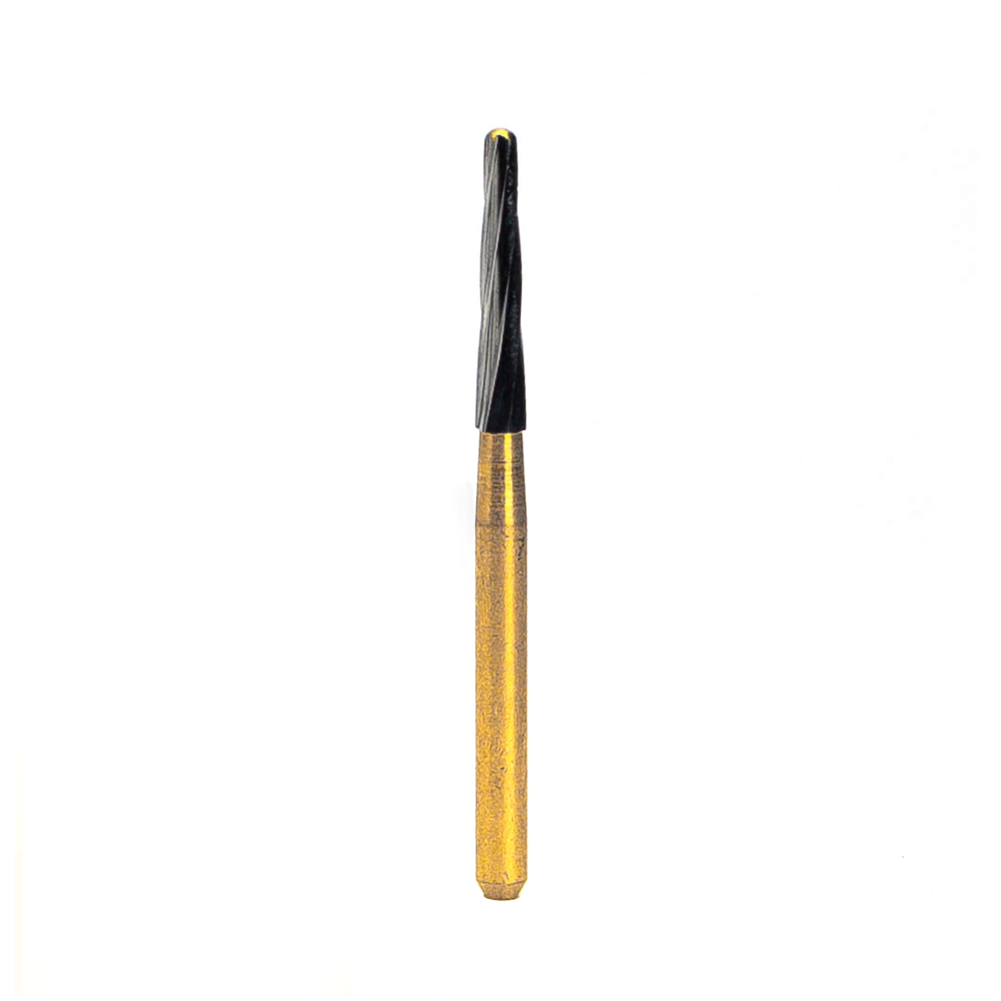 High-quality Endodontic Bur with a non-end cutting tip, featuring a tungsten carbide construction and a durable gold shank. Ideal for use within the pulp chamber to prevent perforation of the pulp chamber floor.