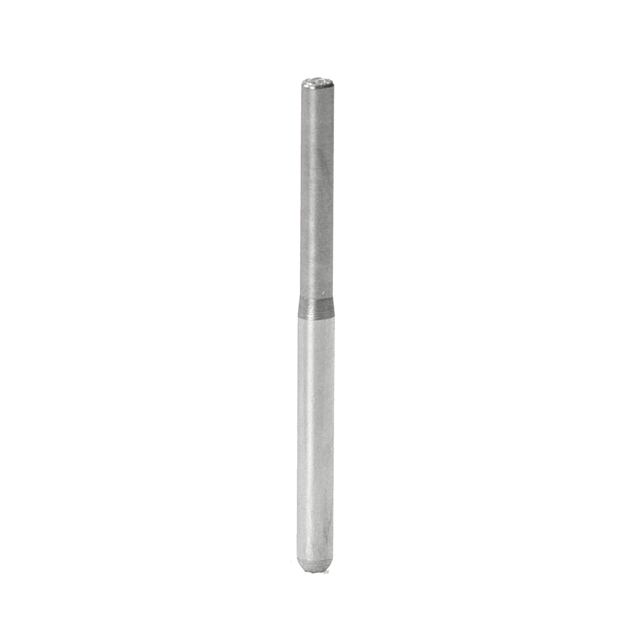 Crown prep bur with an end-cutting shape, showcasing medium diamond grit, optimized for cutting flat-ended preparations with sharp precision.