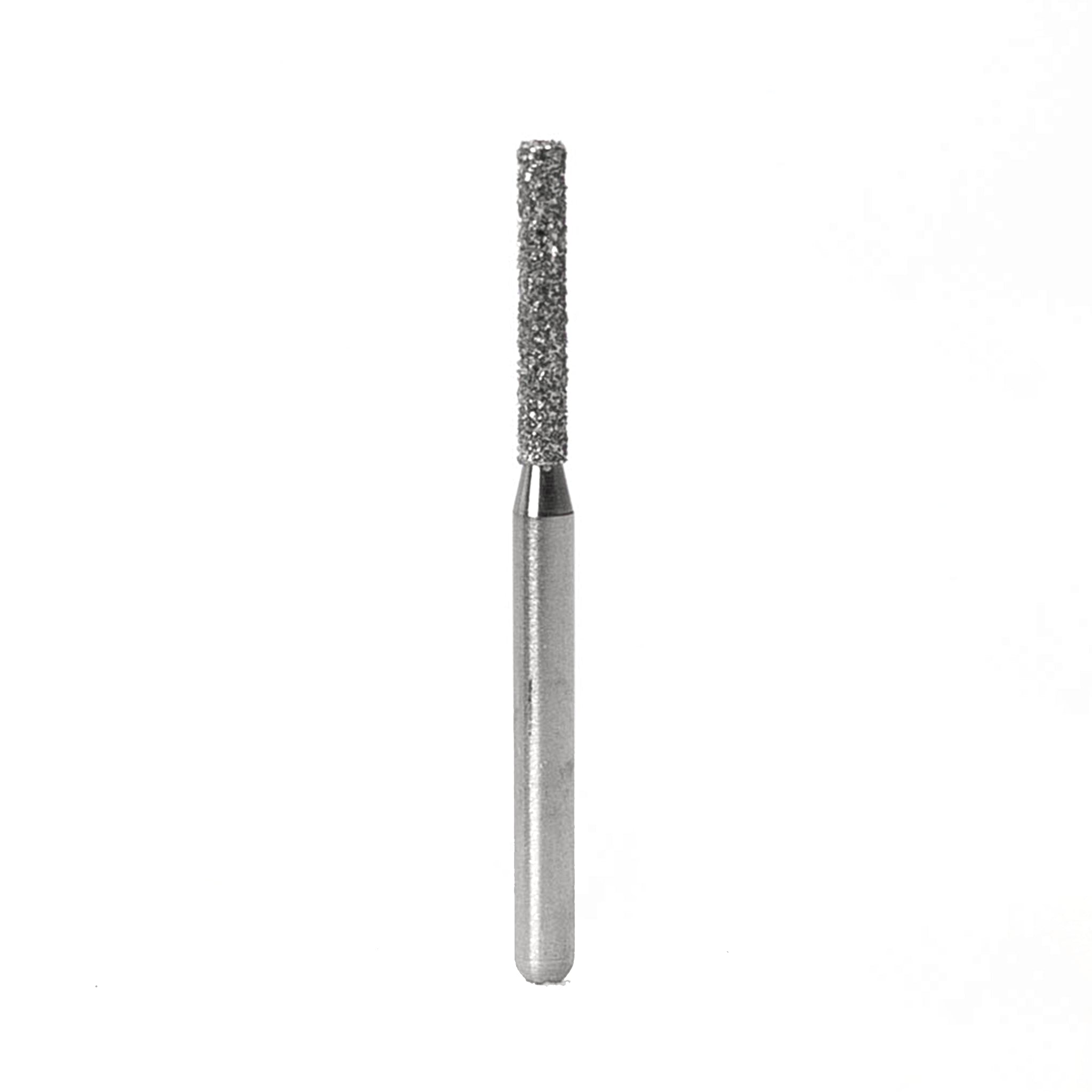 A flat-end cylindrical diamond-coated bur designed for crown preparation and smooth surface finishing