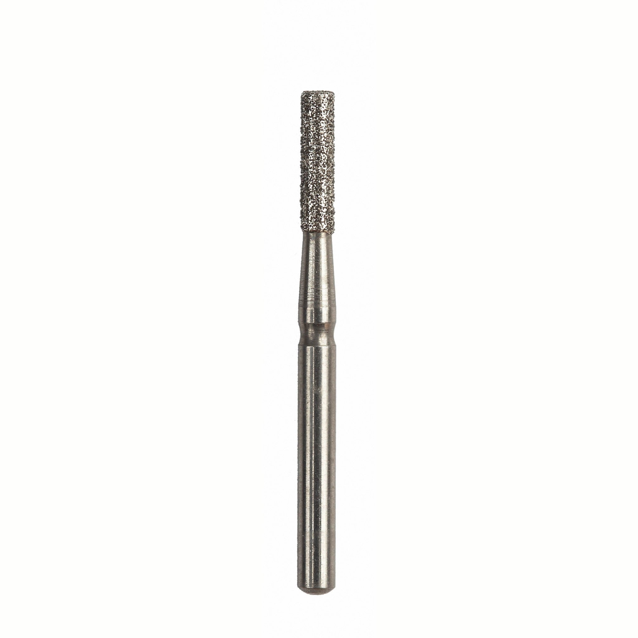 Close-up image of a Diamond-Coated Cavity Prep Bur with a Flat End Cylinder shape, size 014, featuring a medium grit for precision cutting in restorative and cavity preparation procedures. Product Reference: 836014. Pack of 6.