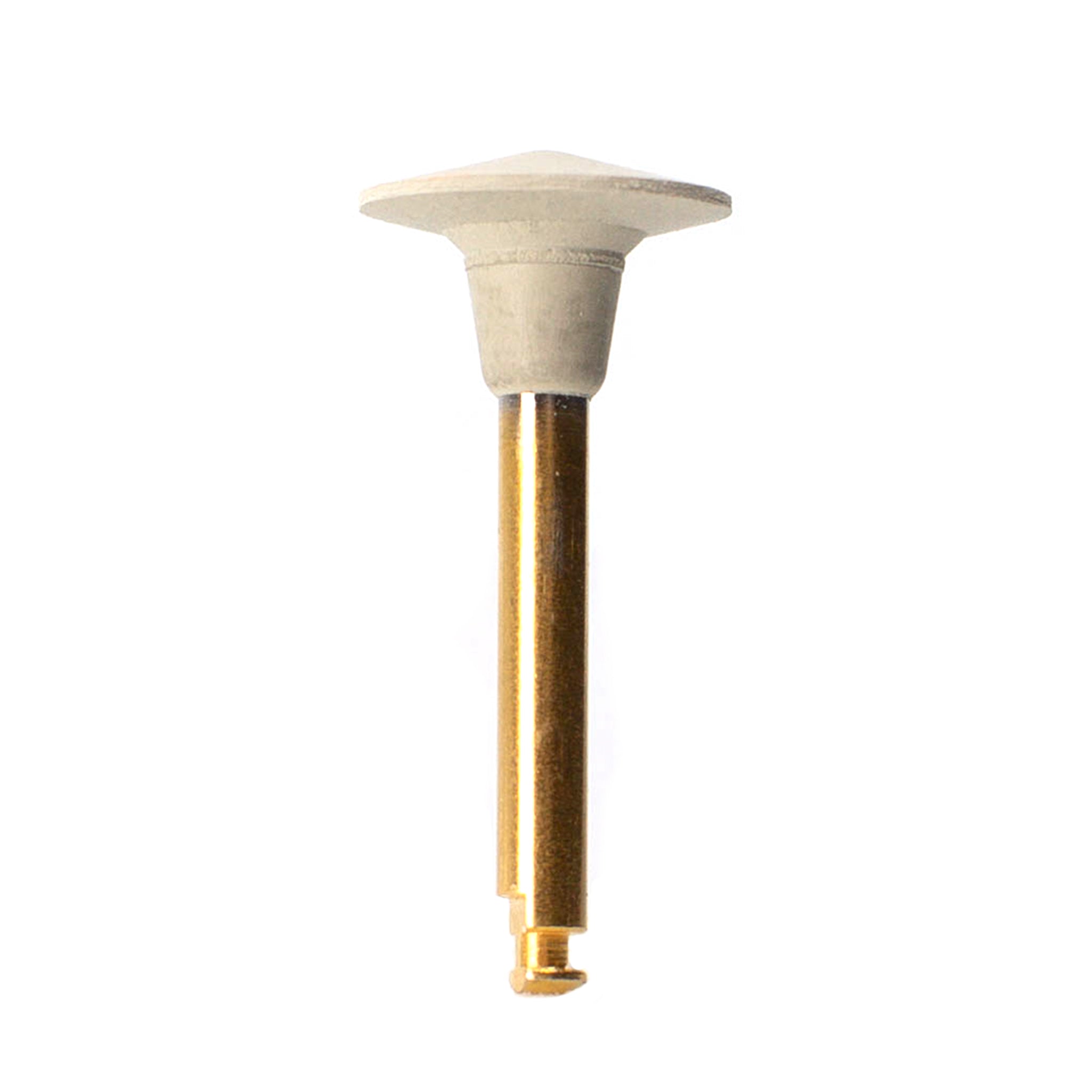 EVE DIACOMP® PLUS RA - DCP2f fine-grit polisher for high-shine polishing on medium-sized composite surfaces. Light pink color with a gold rotary shank.