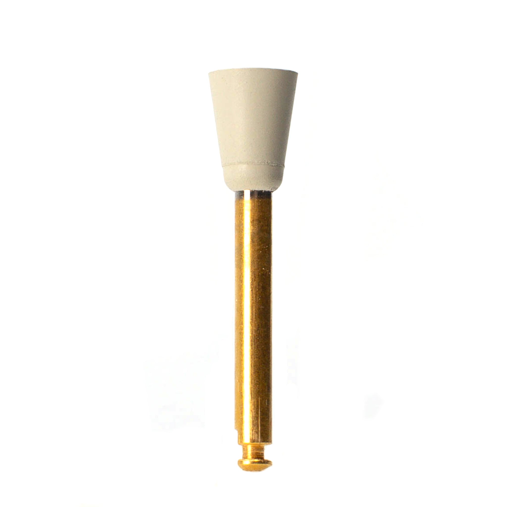 EVE DIACOMP® PLUS conical-shaped polisher with a gray abrasive section and a gold shank, suitable for smoothing and high-shine polishing of broad composite and hybrid ceramic surfaces.