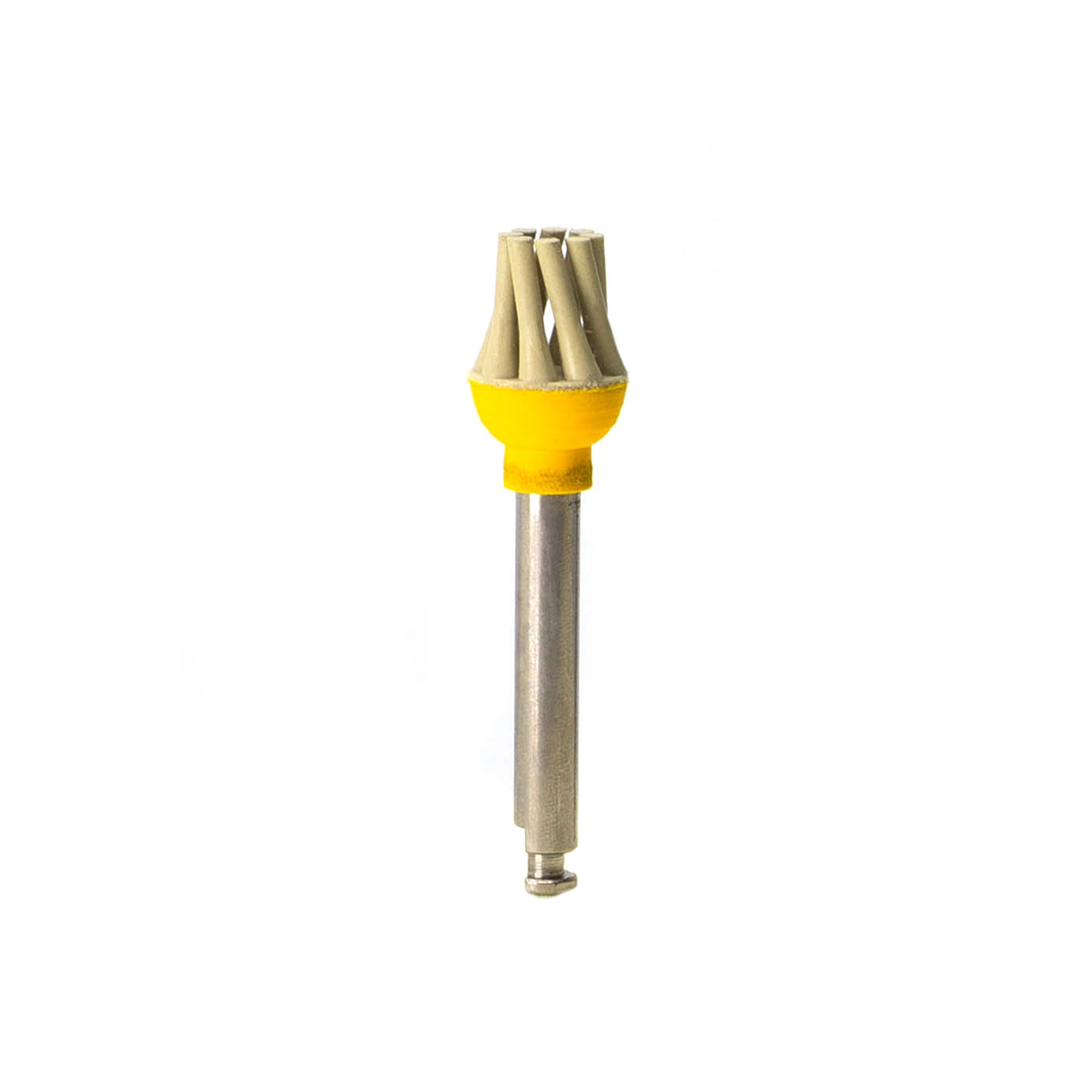 EVE DIAPOL® RA polisher, item with TWIST shape, featuring a gray abrasive section and a yellow base for enhanced grip, designed for use on ceramic materials