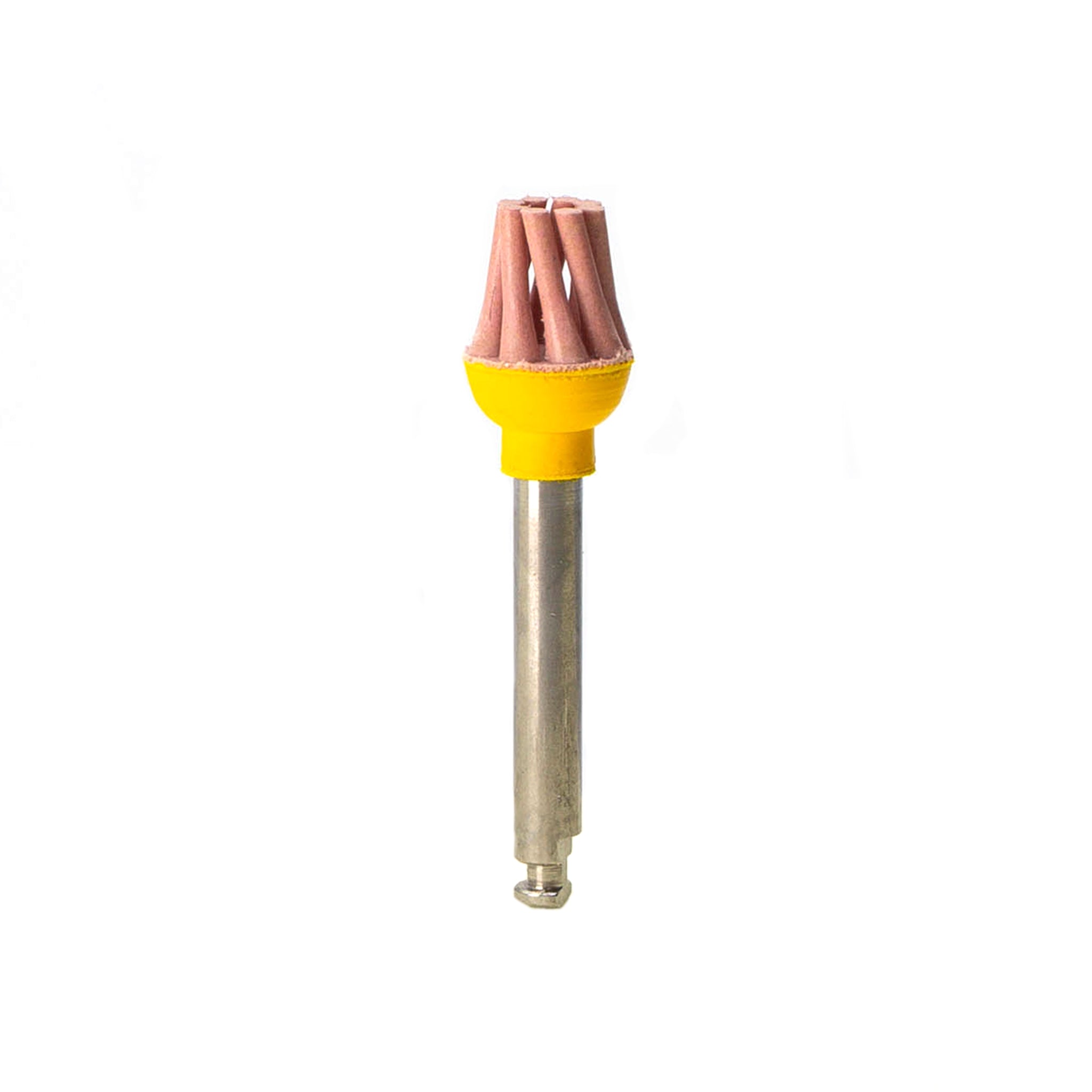 EVE DIAPOL® RA pre-polisher with a flower-shaped pink abrasive surface and a yellow center, designed for medium-grit pre-polishing of ceramics and zirconia
