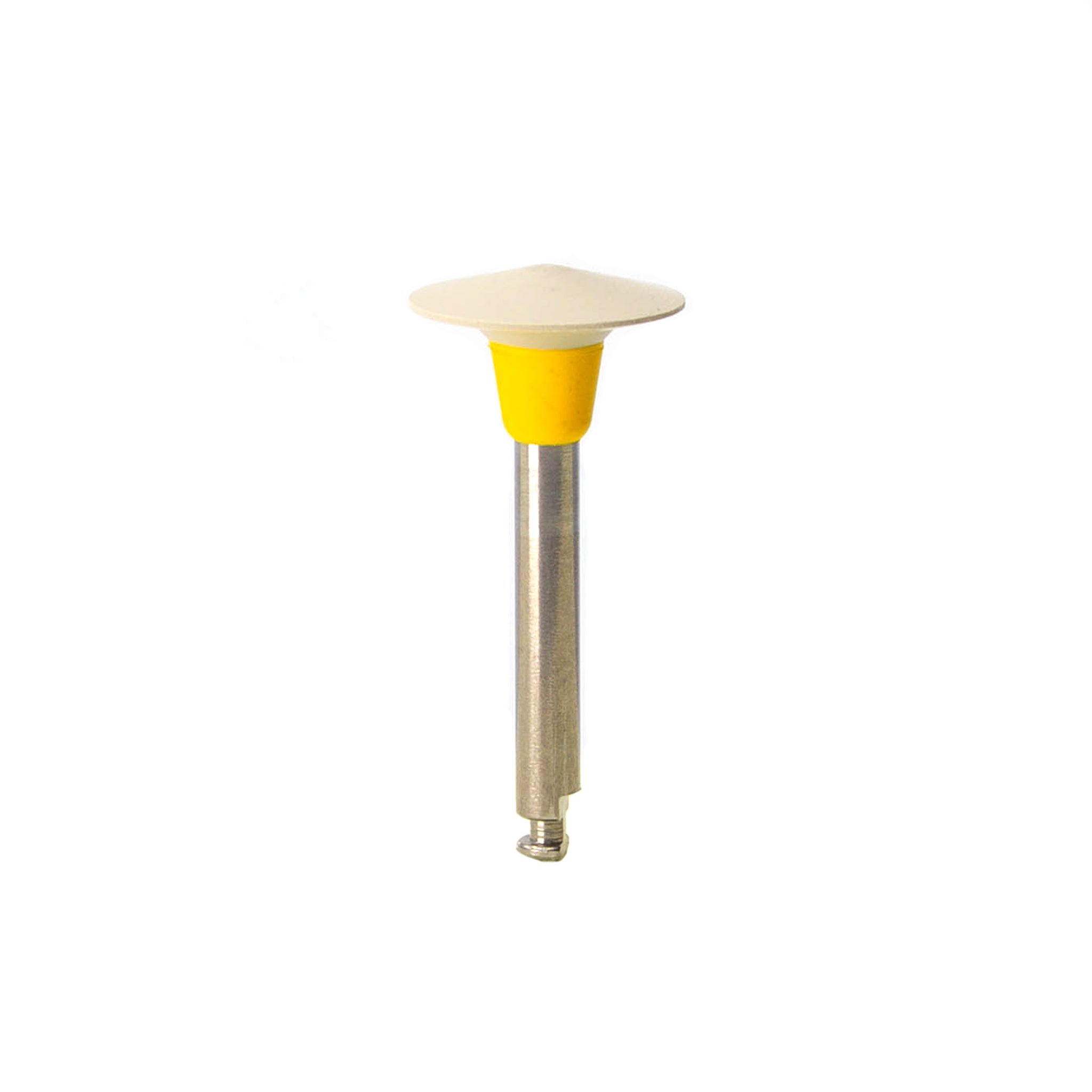 EVE DIAPOL® RA flat disk-shaped polisher, featuring a smooth gray abrasive surface and a yellow attachment for polishing large ceramic areas.