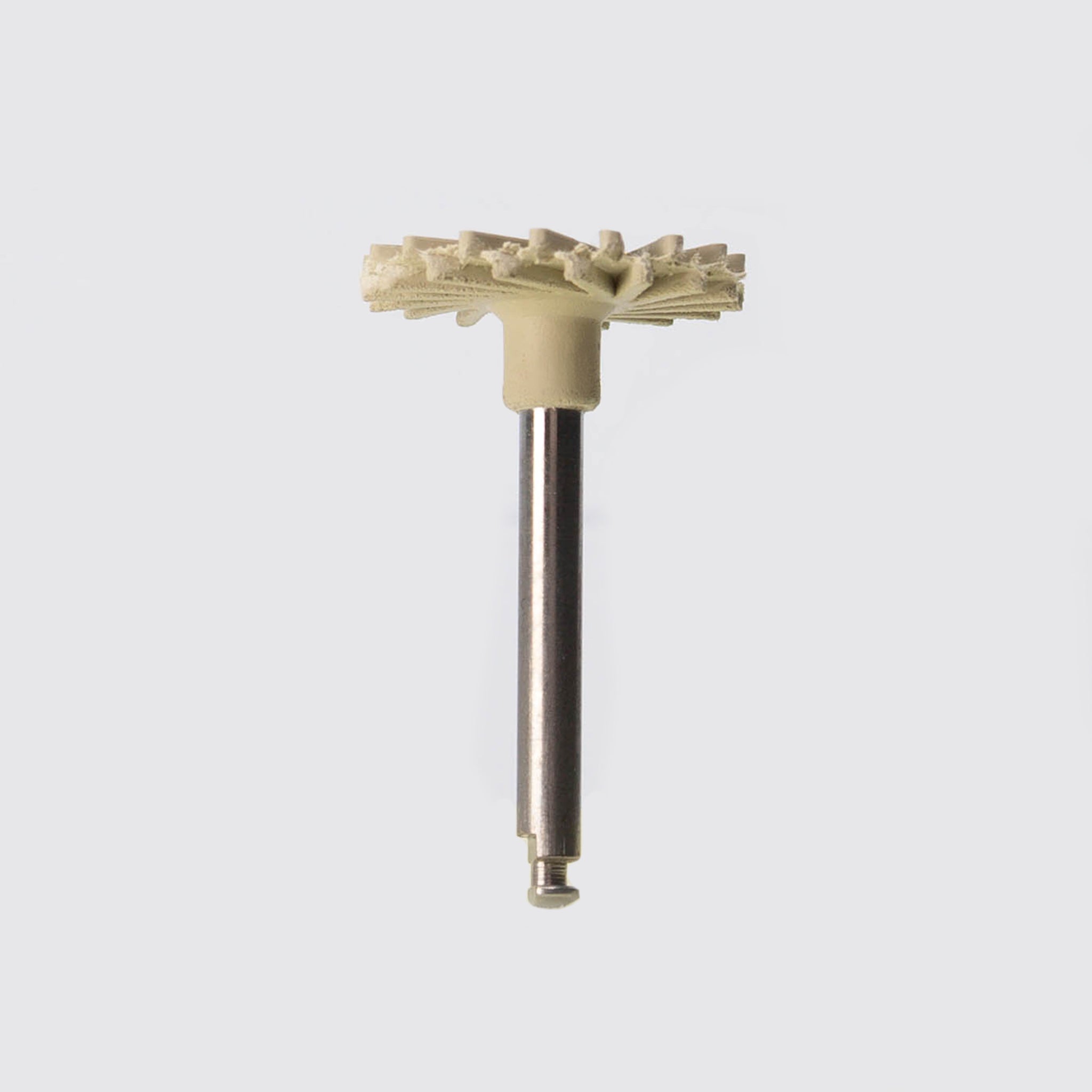 EVE DIAPOL® RA polisher in a flower-shaped configuration, gray abrasive material with a yellow center, ideal for polishing ceramic and zirconia surfaces