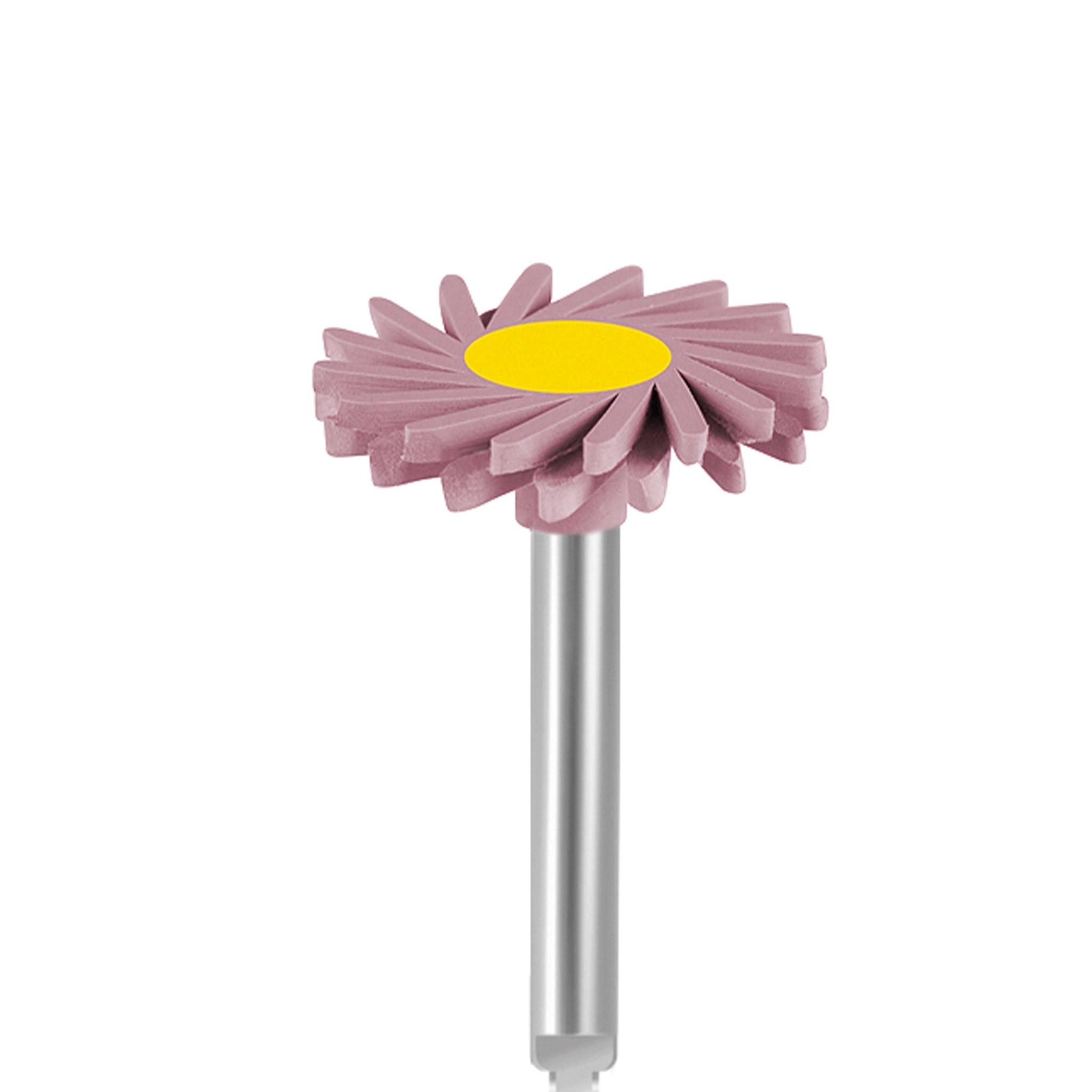 EVE DIAPOL® RA pre-polisher in TWIST shape with a pink abrasive section and yellow base, ideal for contouring and smoothing ceramic restorations