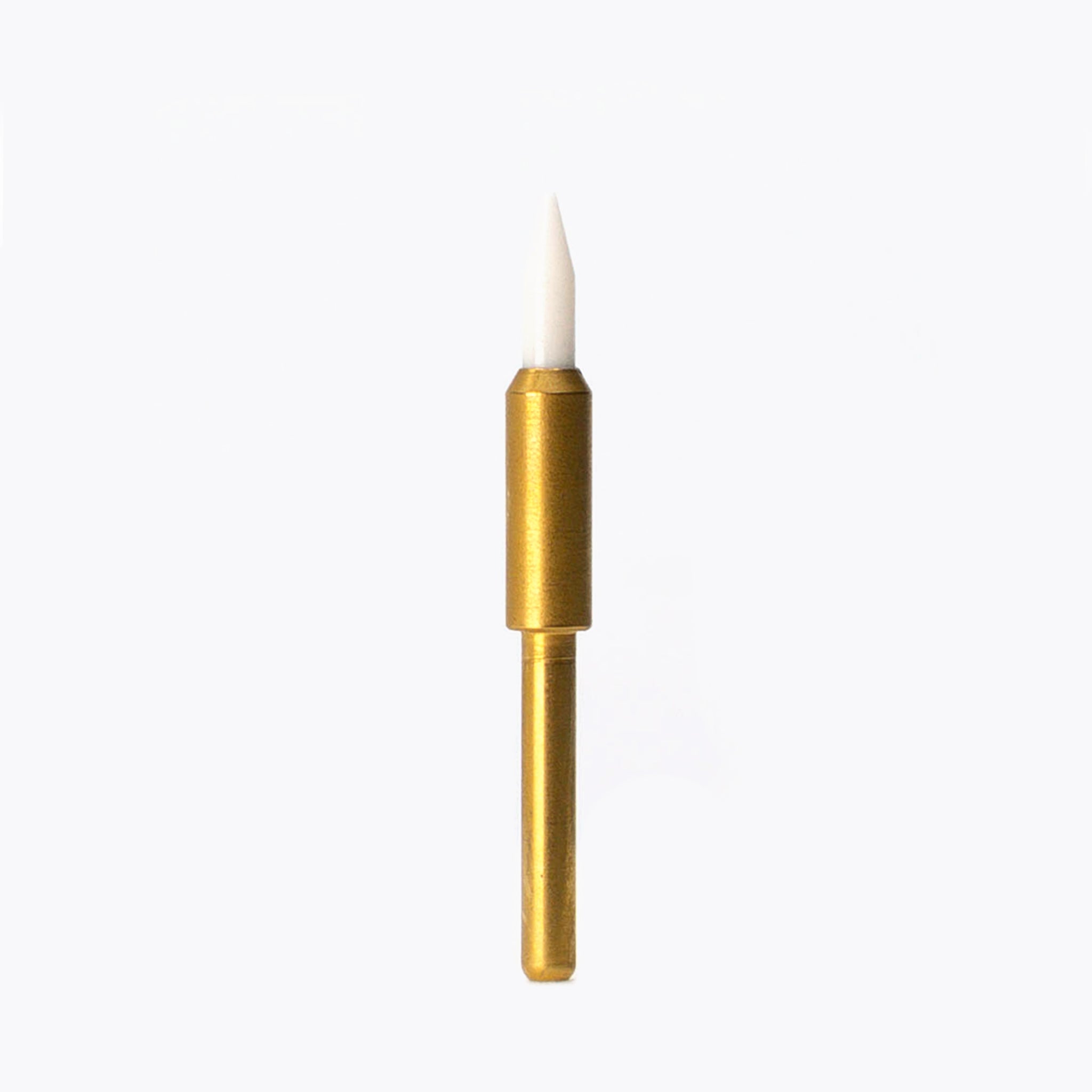 Soft Tissue Trimming Bur (FG-cer/FG-ceros), flame-shaped hard oxide ceramic bur with a golden shank, ideal for precision soft tissue excision and contouring, designed as an affordable alternative to soft tissue lasers and electro-surgery units