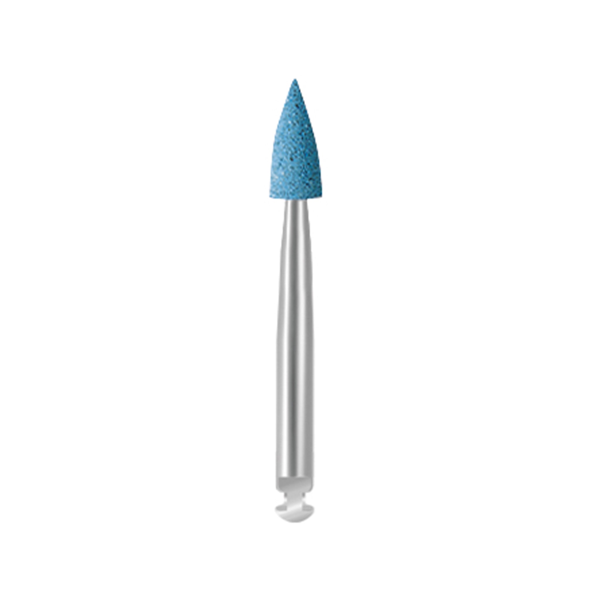 EVE DIAPOL® RA pointed coarse-grit polisher with a blue abrasive surface, suitable for detailed smoothing of ceramic and zirconia restorations.