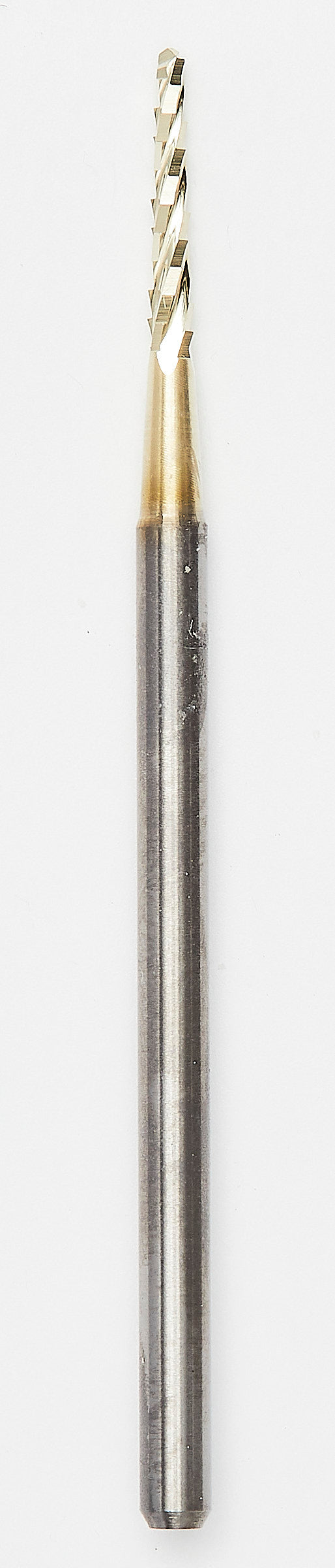A slim cylindrical bone saw with a zirconium nitride coating, featuring precise saw-toothing for fast and efficient bone cutting. Designed with a sleek, durable body for enhanced surgical precision.