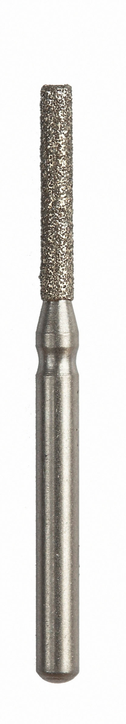 A flat-end cylindrical diamond-coated bur designed for crown preparation and smooth surface finishing