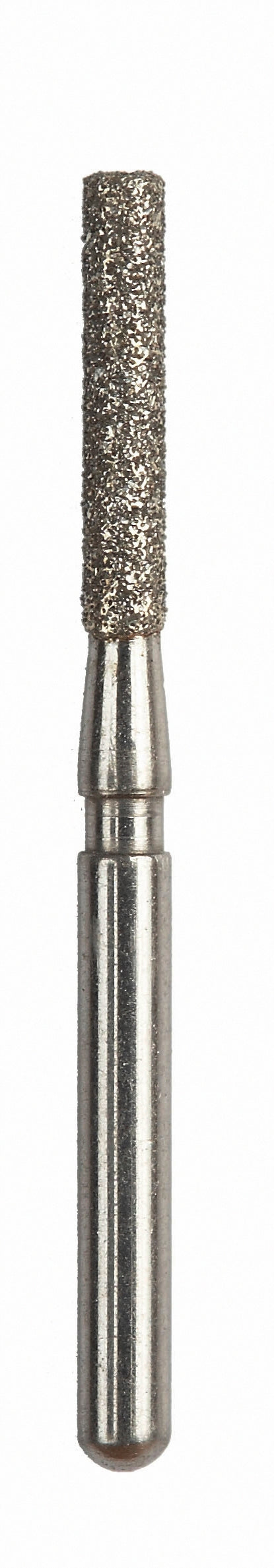 Crown prep bur with a flat end cylinder shape, featuring medium diamond grit, ideal for precise crown preparation and smoothing of flat surfaces.