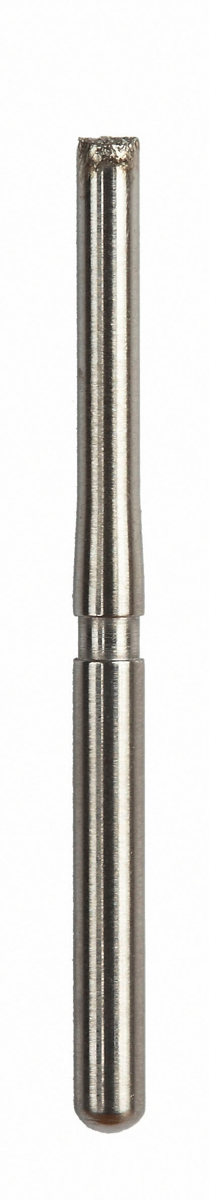 Crown prep bur with an end-cutting shape, showcasing medium diamond grit, optimized for cutting flat-ended preparations with sharp precision.