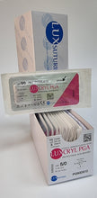 Load image into Gallery viewer, Luxcryl PGA EP 1 USP 5/0 Needle 3/8 Cir Rev. Cutting 12mm / 45cm Surgical Suture  Pack 12  (CODE: PG50DS12)